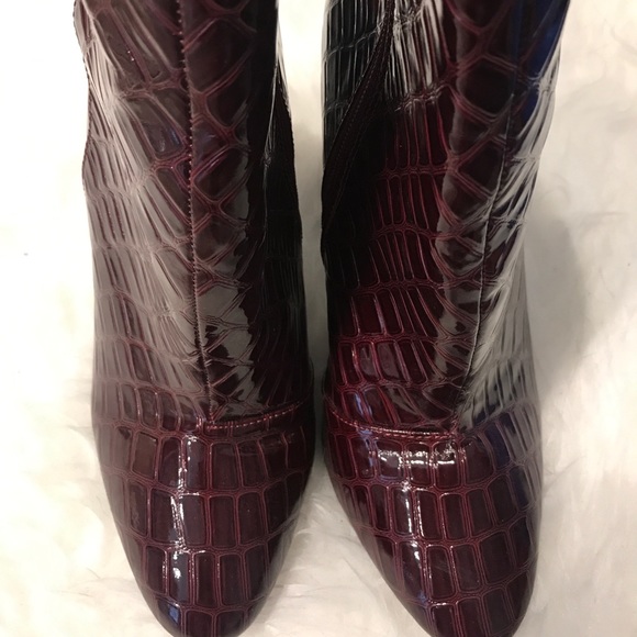 SOLD ❌ Burgundy Croc Ankle Booties - Picture 3 of 6
